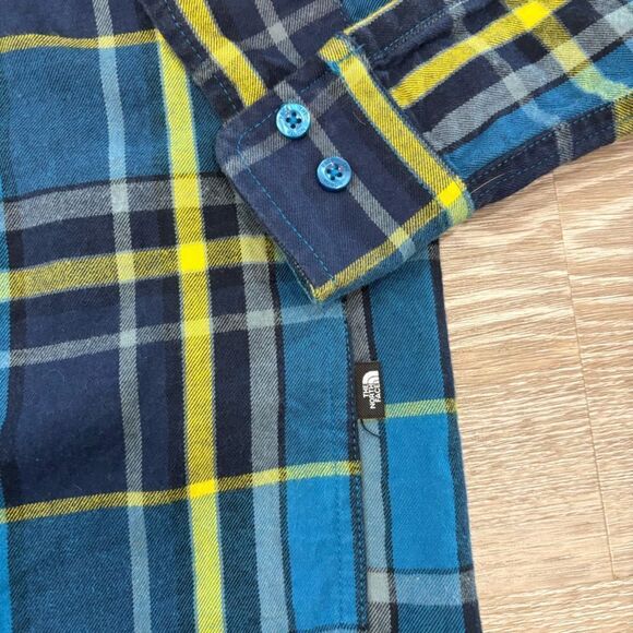 The North Face Regular Fit Men Green Blue Flanel Cotton Shirt sz M - Picture 2 of 11